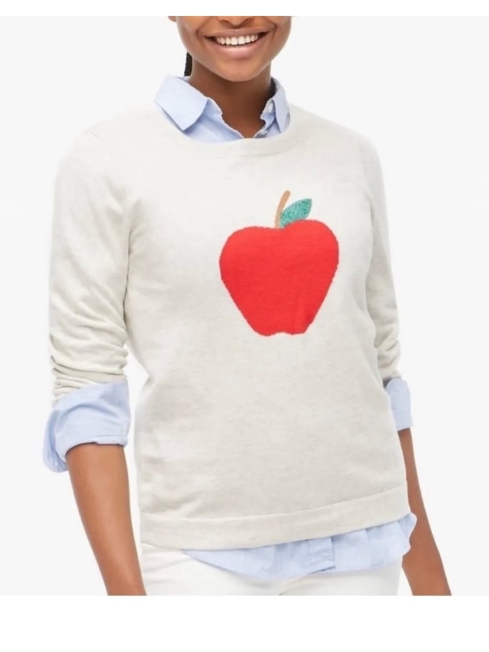 J. Crew Sequin Apple Teddie Sweater Size Small